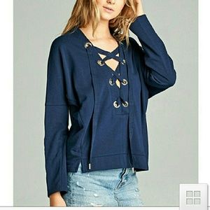 1 left!! NEW Lace up long sleeve sweater top
